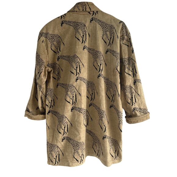 Vintage Medium Cotton Made in India Giraffe Block Print Canvas Blazer Jacket - Picture 5 of 7